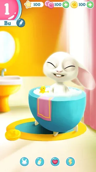 Bu Bunny - Cute pet care game МОД/Взлом [Все открыто, Дополнительные деньги и Меню MOD] Screenshot 2