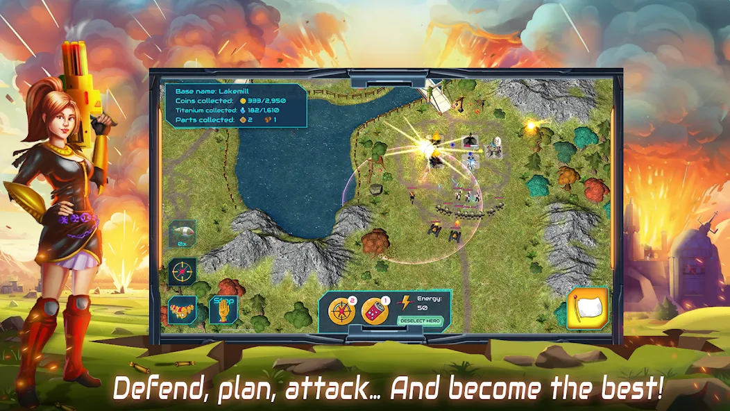 Boulder Base: Defense Strategy (Боулдер Бейс) МОД/Взлом [Много денег, Монет и Все открыто] Screenshot 2