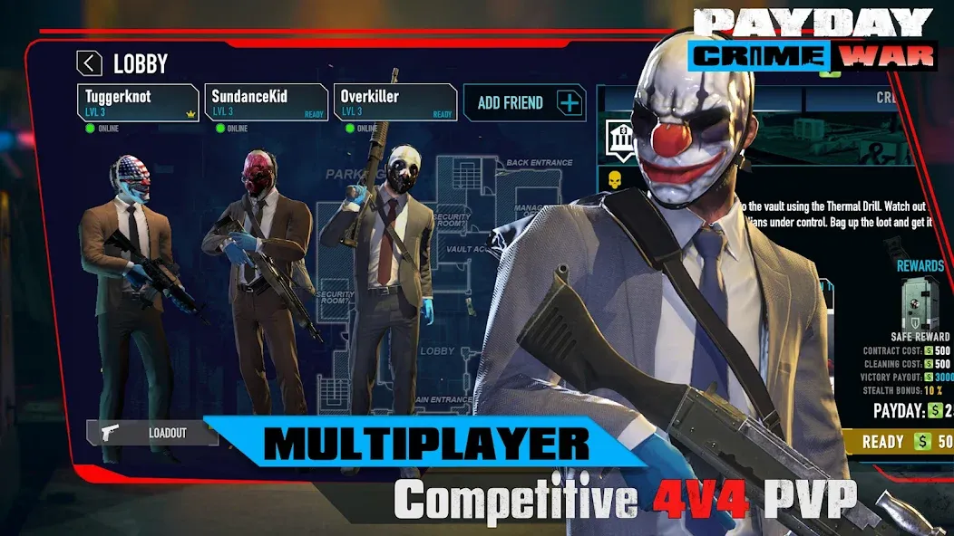 PAYDAY: Crime War (Пейдей) МОД/Взлом [Бесконечные деньги, Монеты и Мега MOD] Screenshot 5