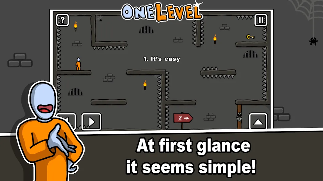 One Level: Stickman Jailbreak (Уан Левел) МОД/Взлом [Меню, Бесконечные монеты и Открытые уровни] Screenshot 1