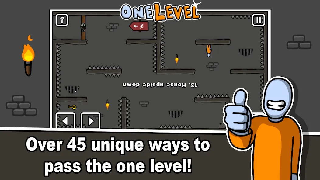 One Level: Stickman Jailbreak (Уан Левел) МОД/Взлом [Меню, Бесконечные монеты и Открытые уровни] Screenshot 2