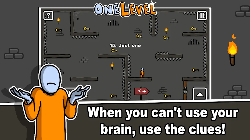 One Level: Stickman Jailbreak (Уан Левел) МОД/Взлом [Меню, Бесконечные монеты и Открытые уровни] Screenshot 5