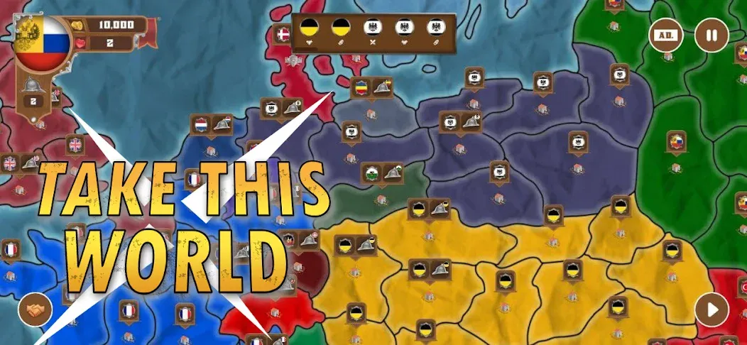 World conquest: Europe 1812 (Всемирное завоевание) МОД/Взлом [Бесконечные деньги, Монеты и Мега MOD] Screenshot 1