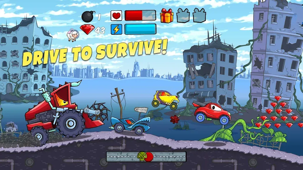 Car Eats Car - Apocalypse Race (Кар Итс Кар) МОД/Взлом [Много монет, Открытые уровни и Мега MOD] Screenshot 1