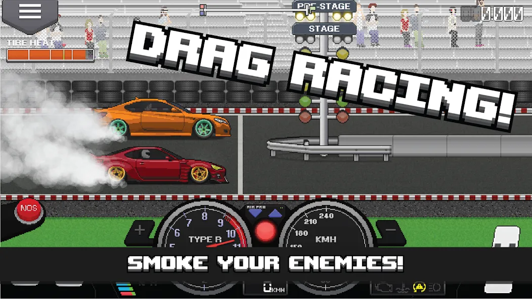 Pixel Car Racer (Пиксельный гоночный автомобиль) МОД/Взлом [Меню, Бесконечные монеты и Открытые уровни] Screenshot 1