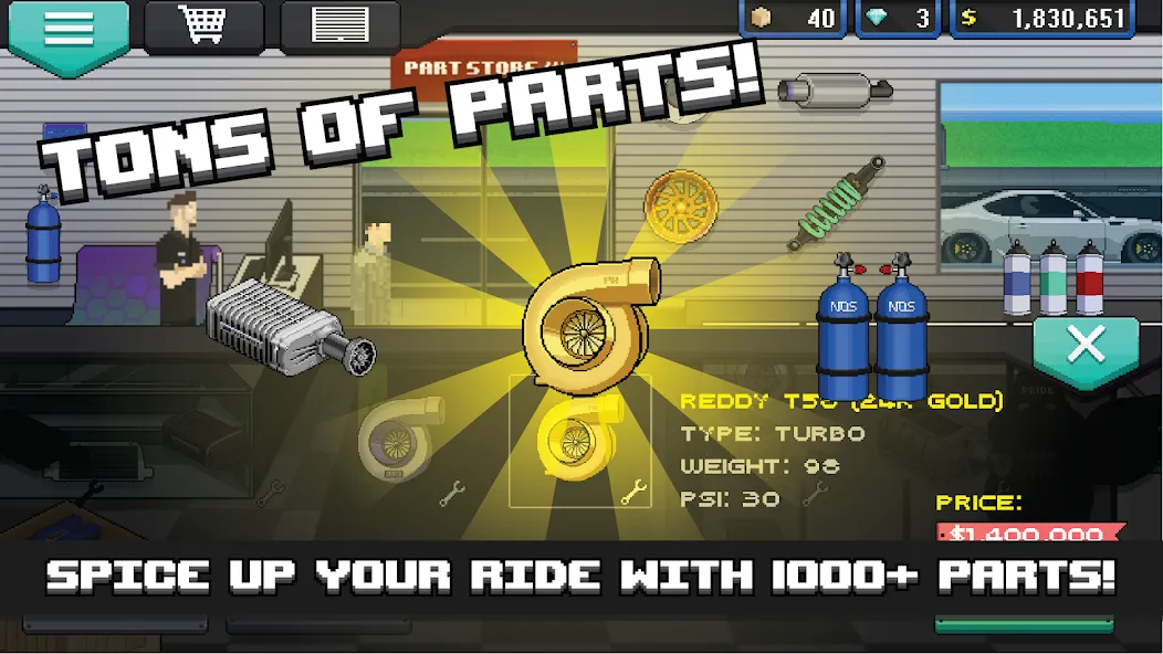 Pixel Car Racer (Пиксельный гоночный автомобиль) МОД/Взлом [Меню, Бесконечные монеты и Открытые уровни] Screenshot 2