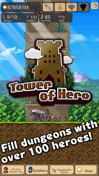 Tower of Hero (Тауэр оф Хиро) МОД/Взлом [Меню, Бесконечные монеты и Открытые уровни] Screenshot 4