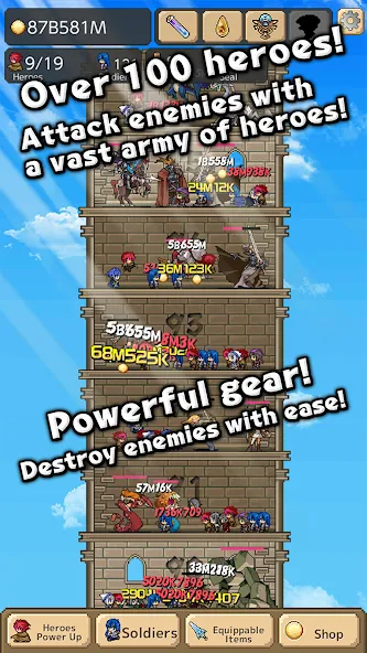 Tower of Hero (Тауэр оф Хиро) МОД/Взлом [Меню, Бесконечные монеты и Открытые уровни] Screenshot 5