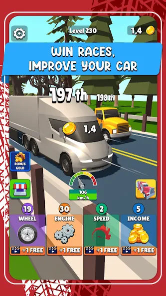 Idle Truck Racing : Cybertruck (Айдл Трак Рейсинг) МОД/Взлом [Деньги, Монеты и Меню MOD] Screenshot 2