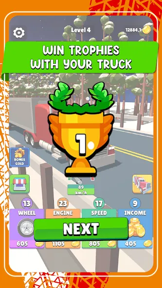 Idle Truck Racing : Cybertruck (Айдл Трак Рейсинг) МОД/Взлом [Деньги, Монеты и Меню MOD] Screenshot 4