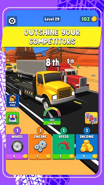 Idle Truck Racing : Cybertruck (Айдл Трак Рейсинг) МОД/Взлом [Деньги, Монеты и Меню MOD] Screenshot 5