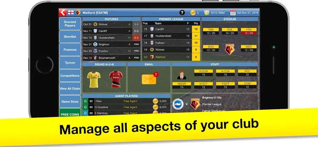 Soccer Tycoon: Football Game МОД/Взлом [Деньги, Монеты и Меню MOD] Screenshot 1