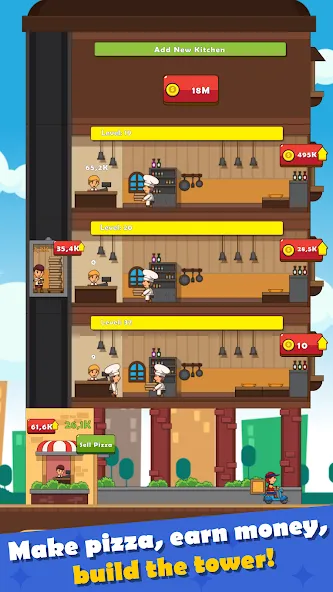 Pizza Tower: Idle Tycoon (Пицца Тауэр) МОД/Взлом [Бесконечные деньги, Монеты и Мега MOD] Screenshot 2