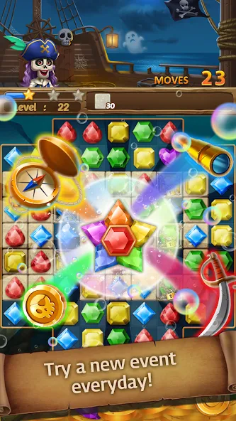 Jewels Ghost Ship: jewel games (Джуэлз Гост Шип) МОД/Взлом [Много монет, Открытые уровни и Мега MOD] Screenshot 2