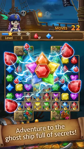 Jewels Ghost Ship: jewel games (Джуэлз Гост Шип) МОД/Взлом [Много монет, Открытые уровни и Мега MOD] Screenshot 5