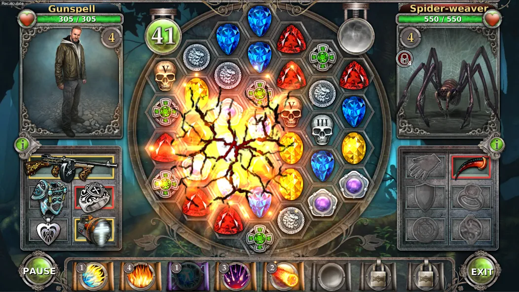 Gunspell - Match 3 Puzzle RPG (Ганспелл) МОД/Взлом [Меню, Бесконечные монеты и Открытые уровни] Screenshot 5