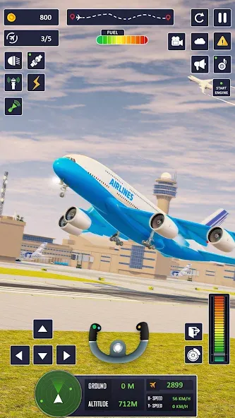 Airplane Game Flight Simulator МОД/Взлом [Меню, Бесконечные монеты и Открытые уровни] Screenshot 1