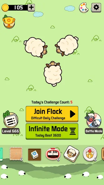 Sheep N Sheep: Daily Challenge (Шип эн Шип) МОД/Взлом [Деньги, Монеты и Меню MOD] Screenshot 1