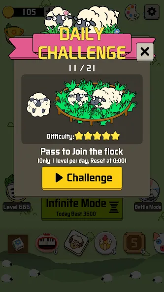 Sheep N Sheep: Daily Challenge (Шип эн Шип) МОД/Взлом [Деньги, Монеты и Меню MOD] Screenshot 2