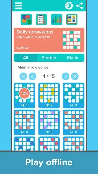 Crossword: Arrowword puzzles МОД/Взлом [Меню, Бесконечные монеты и Открытые уровни] Screenshot 3