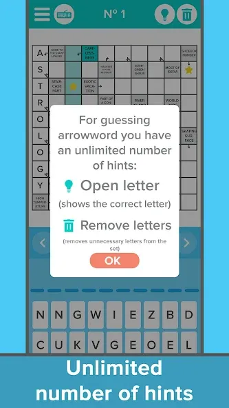 Crossword: Arrowword puzzles МОД/Взлом [Меню, Бесконечные монеты и Открытые уровни] Screenshot 4