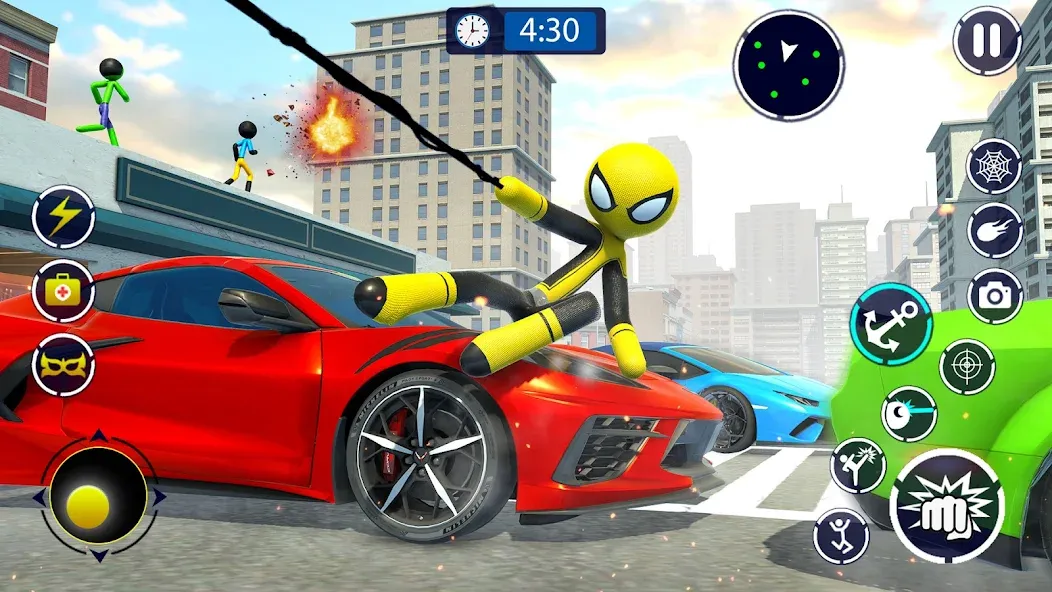 Spider Stickman Rope Hero Game МОД/Взлом [Меню, Бесконечные монеты и Открытые уровни] Screenshot 1