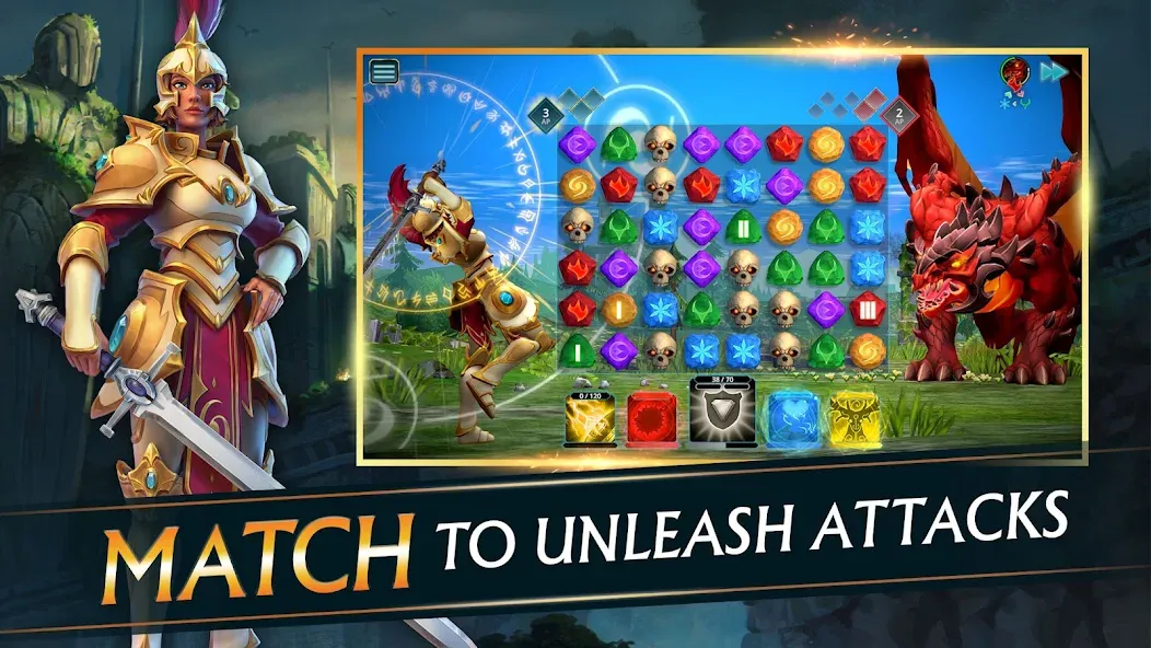 Puzzle Quest 3 - Match 3 RPG (Пазл Квест 3) МОД/Взлом [Меню, Бесконечные монеты и Открытые уровни] Screenshot 1