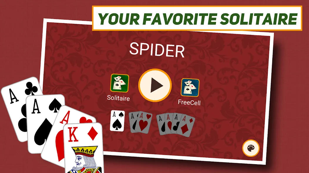 Spider Solitaire: Classic МОД/Взлом [Меню, Бесконечные монеты и Открытые уровни] Screenshot 1