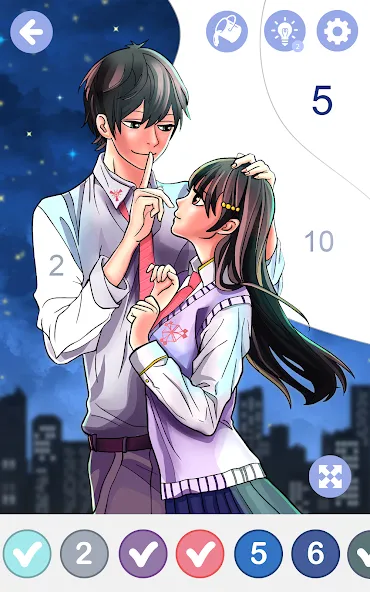 Anime Manga Color by Numbers МОД/Взлом [Деньги, Монеты и Меню MOD] Screenshot 5