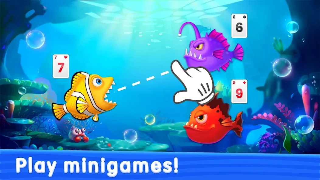 Solitaire TriPeaks: Aquarium (Солитер ТриПикс) МОД/Взлом [Деньги, Монеты и Меню MOD] Screenshot 1