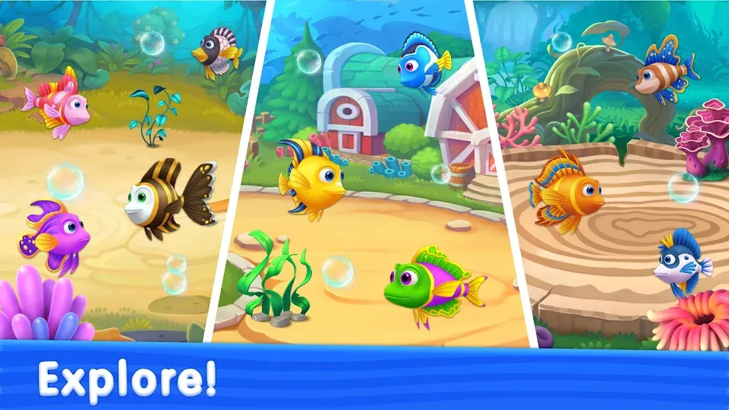 Solitaire TriPeaks: Aquarium (Солитер ТриПикс) МОД/Взлом [Деньги, Монеты и Меню MOD] Screenshot 3