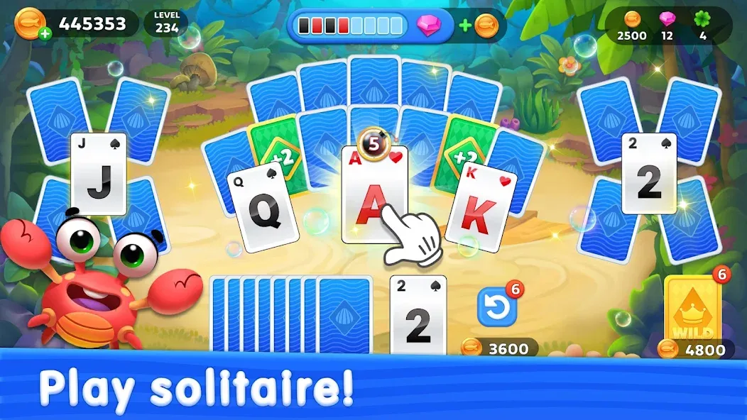 Solitaire TriPeaks: Aquarium (Солитер ТриПикс) МОД/Взлом [Деньги, Монеты и Меню MOD] Screenshot 4