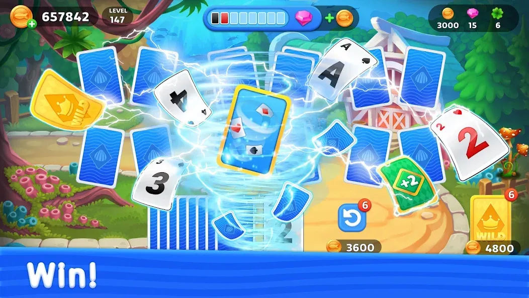 Solitaire TriPeaks: Aquarium (Солитер ТриПикс) МОД/Взлом [Деньги, Монеты и Меню MOD] Screenshot 5