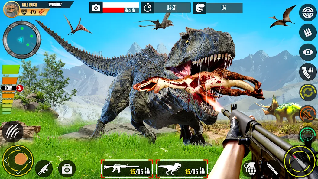 Real Dino Hunting Gun Games (Риал Дино Хантинг Ган Геймс) МОД/Взлом [Много монет, Открытые уровни и Мега MOD] Screenshot 2