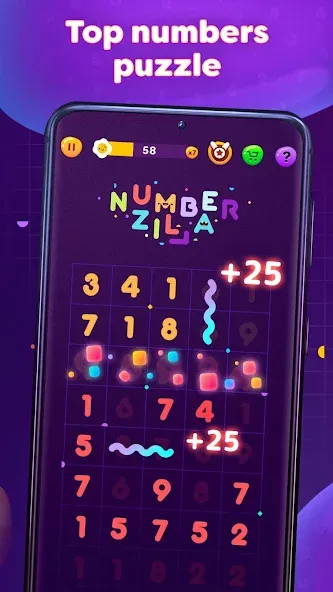Numberzilla: Number Match Game (Намберзилла) МОД/Взлом [Много монет, Открытые уровни и Мега MOD] Screenshot 2
