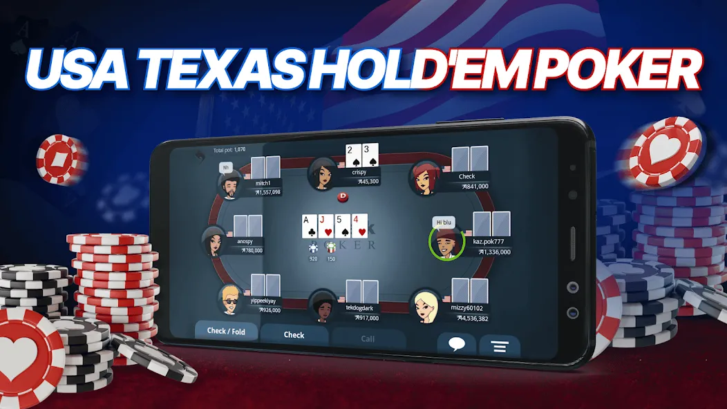 Appeak Poker – Texas Holdem (Аппик покер) МОД/Взлом [Деньги, Монеты и Меню MOD] Screenshot 1
