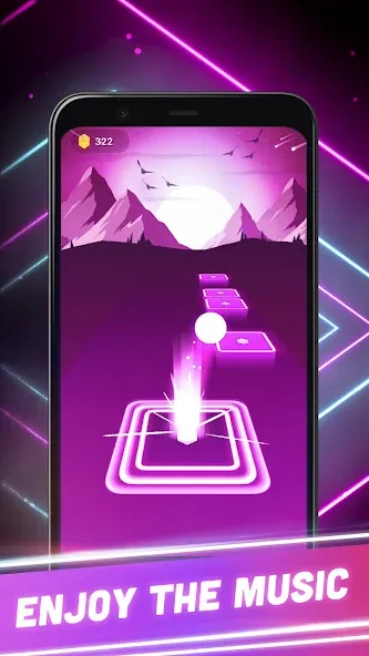 Hop Tiles 3D: Hit music game (Хоп Тайлс 3Д) МОД/Взлом [Деньги, Монеты и Меню MOD] Screenshot 1