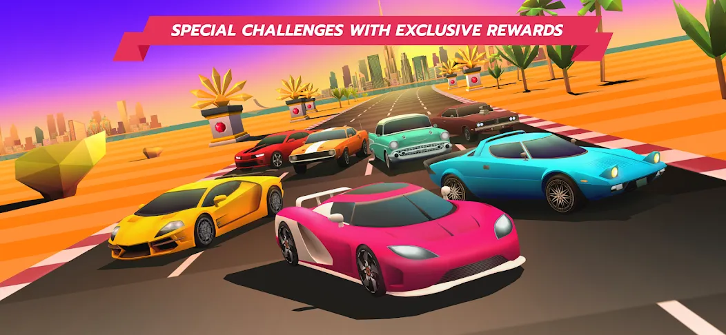 Horizon Chase – Arcade Racing (Хорайзон Чейс) МОД/Взлом [Меню, Бесконечные монеты и Открытые уровни] Screenshot 3
