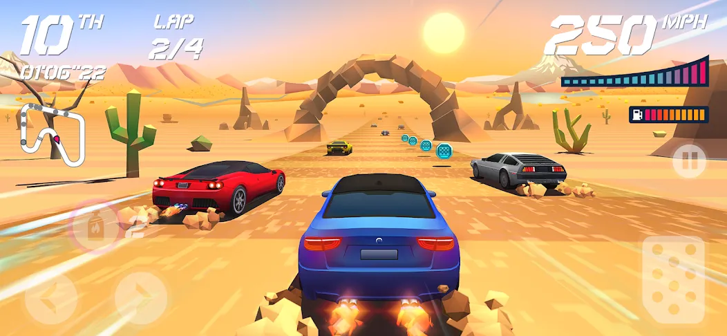 Horizon Chase – Arcade Racing (Хорайзон Чейс) МОД/Взлом [Меню, Бесконечные монеты и Открытые уровни] Screenshot 5