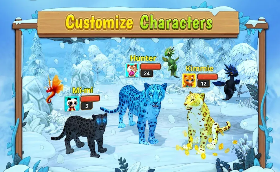 Snow Leopard Family Sim Online МОД/Взлом [Все открыто, Дополнительные деньги и Меню MOD] Screenshot 2