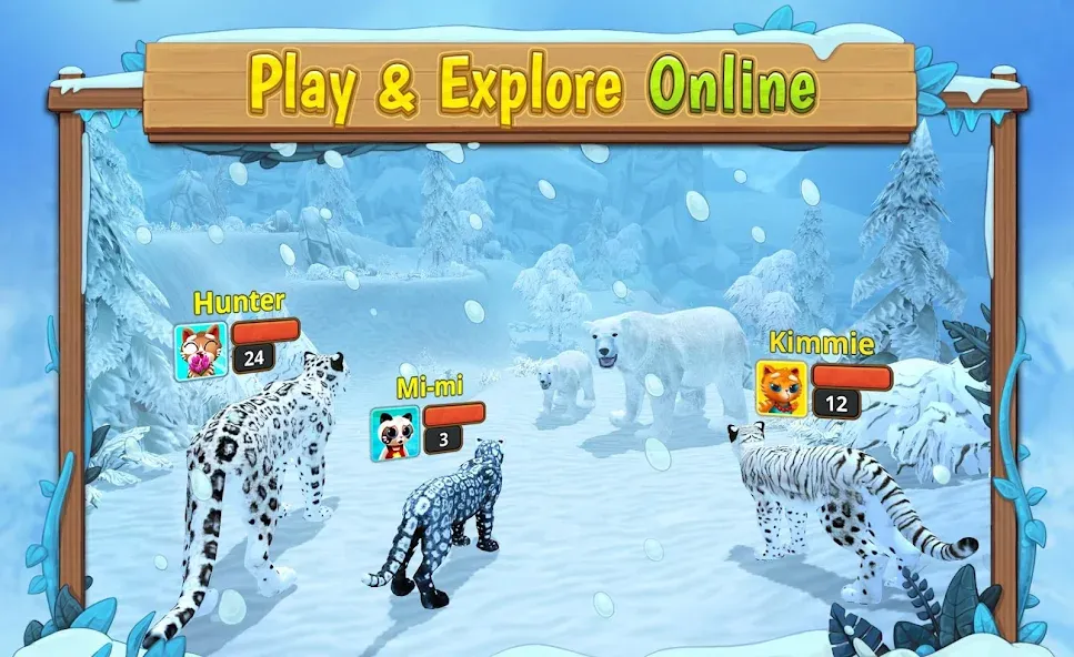 Snow Leopard Family Sim Online МОД/Взлом [Все открыто, Дополнительные деньги и Меню MOD] Screenshot 3