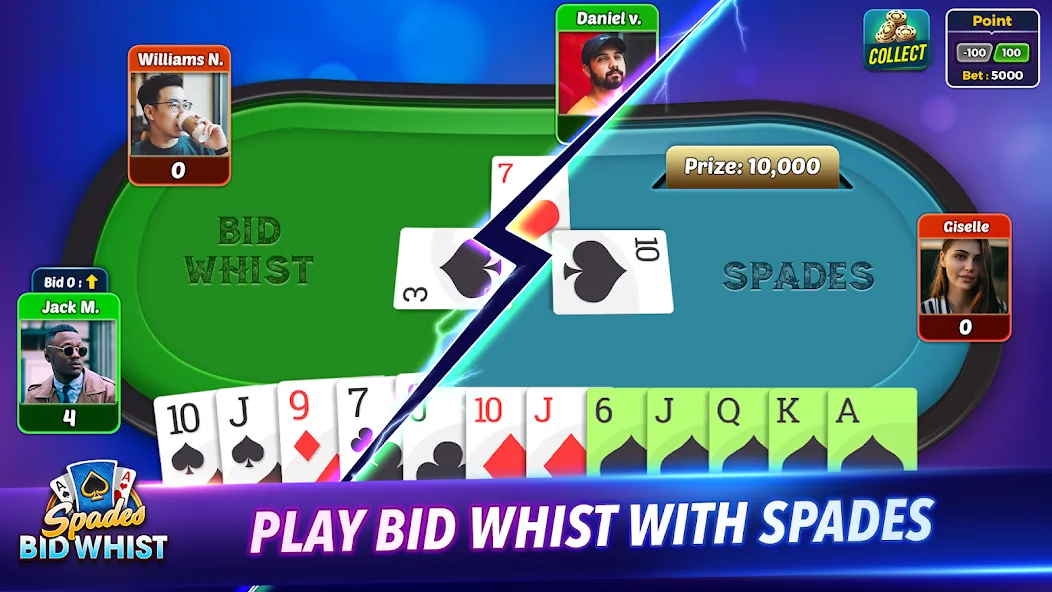 Spades: Bid Whist Classic Game (Бид Вист Классик) МОД/Взлом [Меню, Бесконечные монеты и Открытые уровни] Screenshot 2