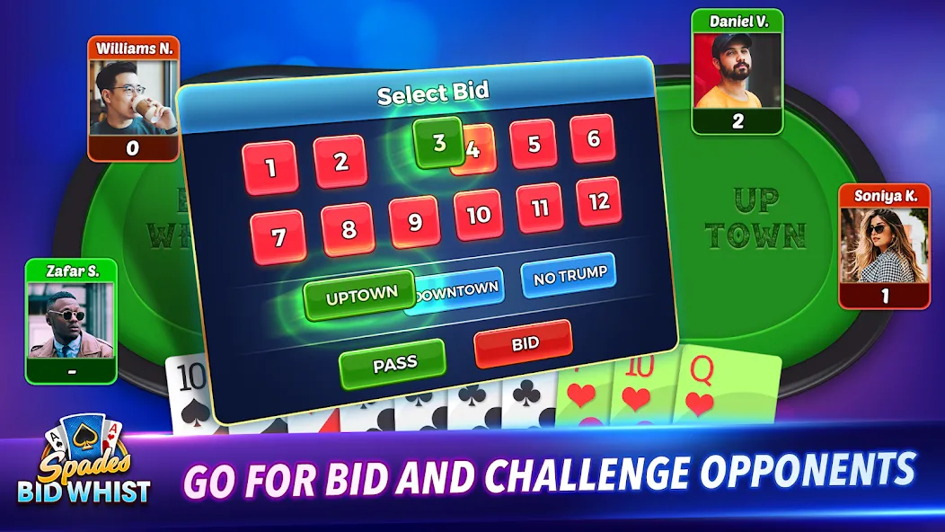 Spades: Bid Whist Classic Game (Бид Вист Классик) МОД/Взлом [Меню, Бесконечные монеты и Открытые уровни] Screenshot 5