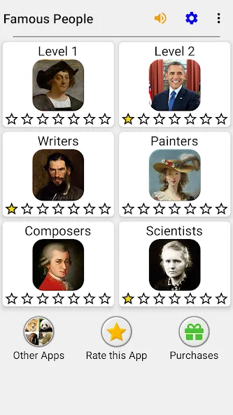 Famous People - History Quiz МОД/Взлом [Меню, Бесконечные монеты и Открытые уровни] Screenshot 3
