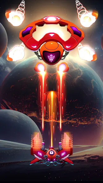 Galaxy Attack - Space Shooter (Гэлэкси Атак) МОД/Взлом [Бесконечные деньги, Монеты и Мега MOD] Screenshot 1