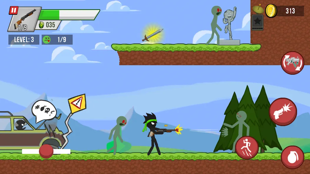 Stick vs Zombies (Стикмен против Зомби) МОД/Взлом [Деньги, Монеты и Меню MOD] Screenshot 1