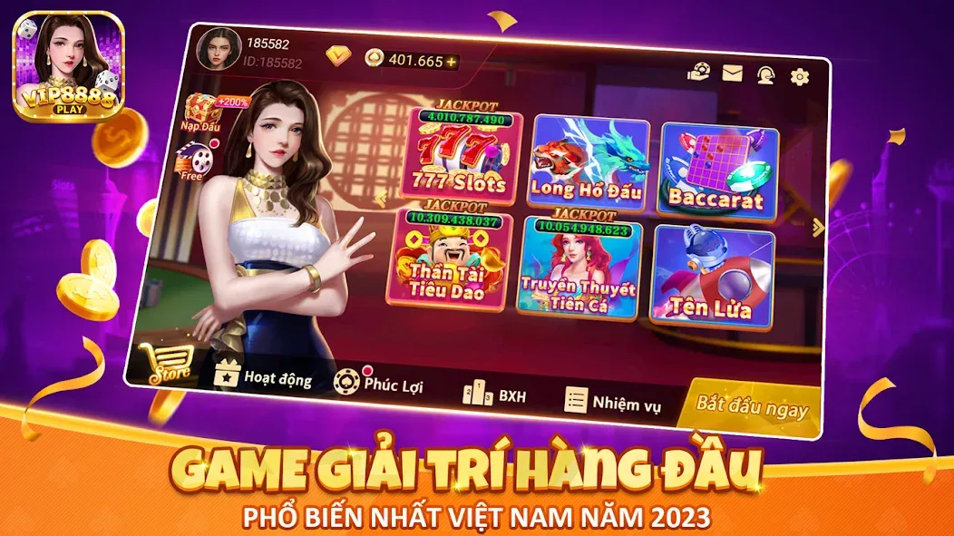 VIP8888 Play - Sòng Bạc ONLINE (ВИП8888 Плей) МОД/Взлом [Меню, Бесконечные монеты и Открытые уровни] Screenshot 1