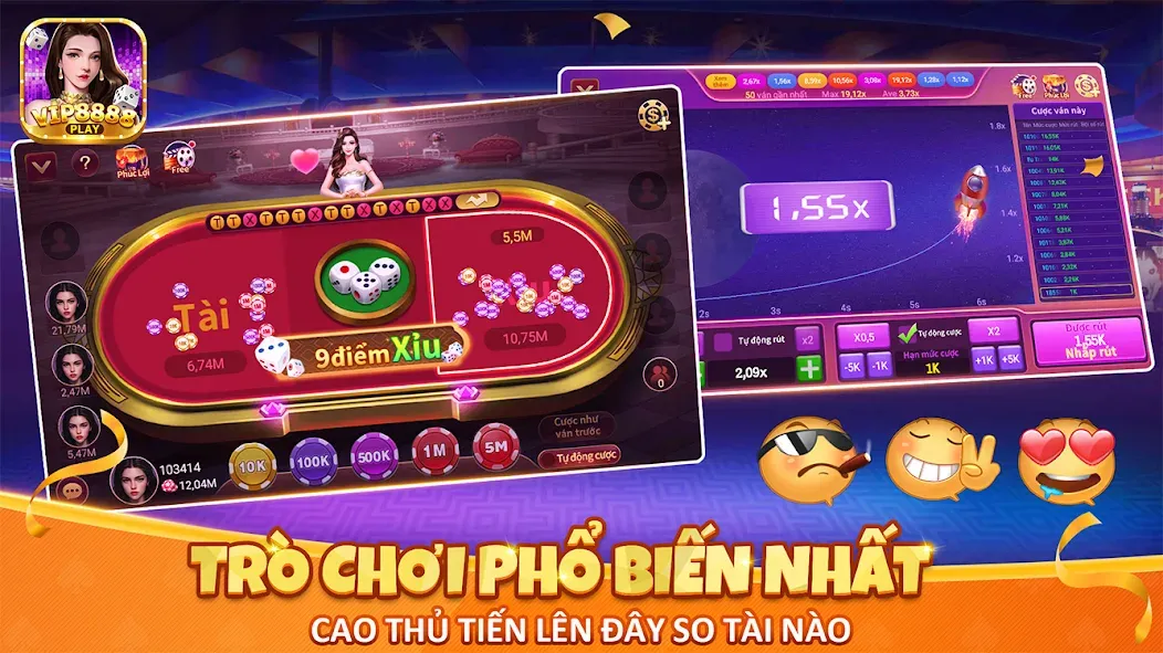 VIP8888 Play - Sòng Bạc ONLINE (ВИП8888 Плей) МОД/Взлом [Меню, Бесконечные монеты и Открытые уровни] Screenshot 3
