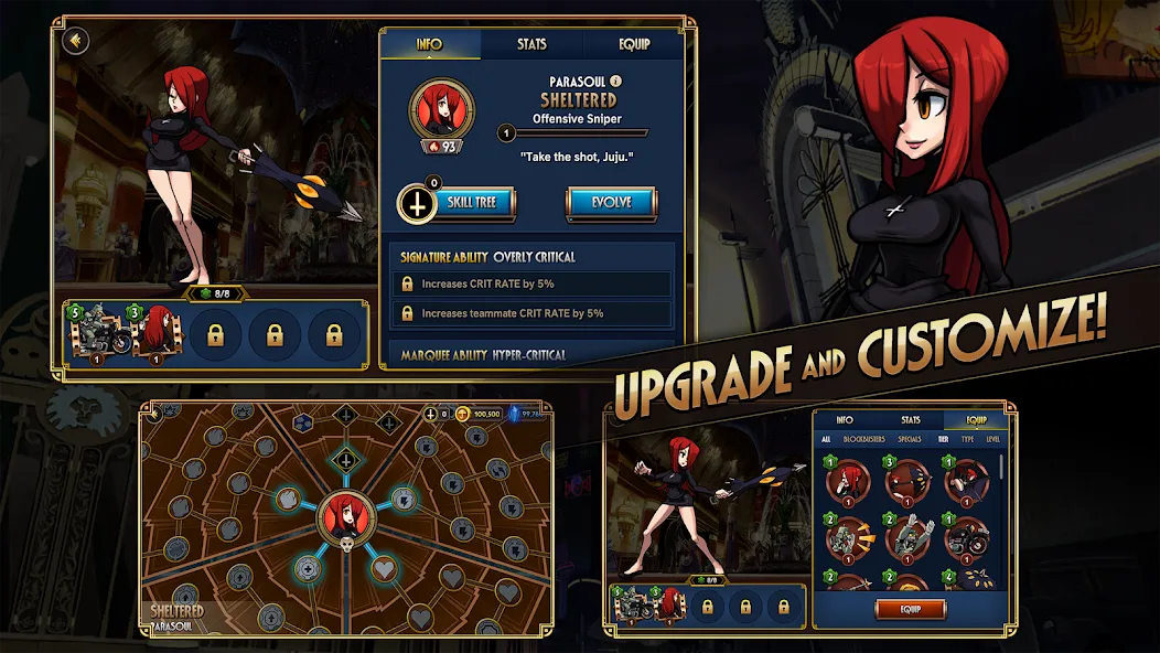 Skullgirls: Fighting RPG (Скулгрлз) МОД/Взлом [Меню, Бесконечные монеты и Открытые уровни] Screenshot 4