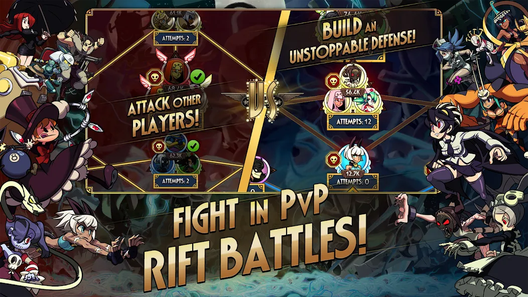 Skullgirls: Fighting RPG (Скулгрлз) МОД/Взлом [Меню, Бесконечные монеты и Открытые уровни] Screenshot 5
